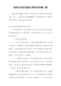 组织生活会党建方面存在问题3篇