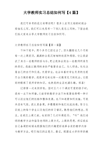 大学教师实习总结如何写【4篇】