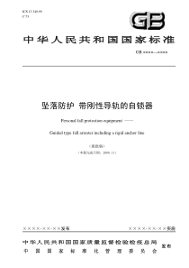 中华人民共和国国家标准坠落防护带刚性导轨的自锁器