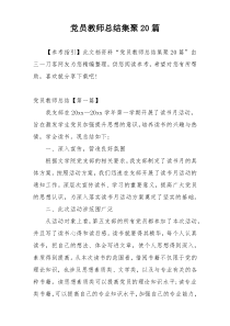 党员教师总结集聚20篇