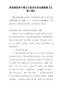 深刻感悟两个确立方面存在的问题集聚【汇集4篇】