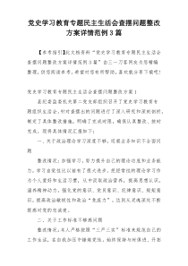 党史学习教育专题民主生活会查摆问题整改方案详情范例3篇