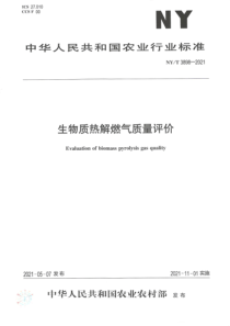 NYT 3898-2021 生物质热解燃气质量评价 