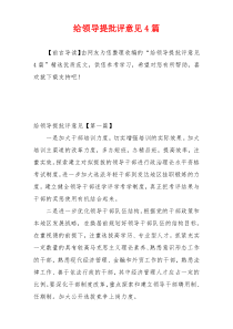 给领导提批评意见4篇