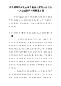 关于领导干部党史学习教育专题民主生活会个人检视剖析材料精选8篇