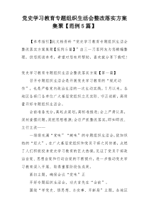 党史学习教育专题组织生活会整改落实方案集聚【范例5篇】