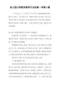 幼儿园小班配班教师月总结第一学期4篇