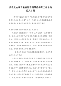 关于党史学习教育巡回指导组每月工作总结范文3篇