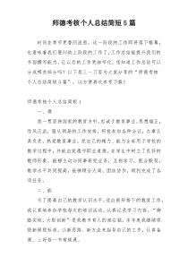 师德考核个人总结简短5篇