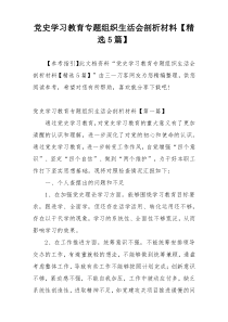 党史学习教育专题组织生活会剖析材料【精选5篇】