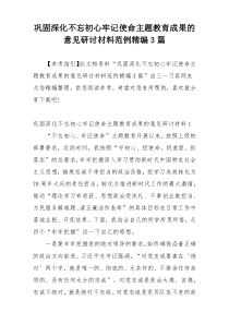 巩固深化不忘初心牢记使命主题教育成果的意见研讨材料范例精编3篇