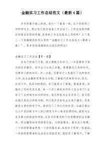 金融实习工作总结范文（最新4篇）