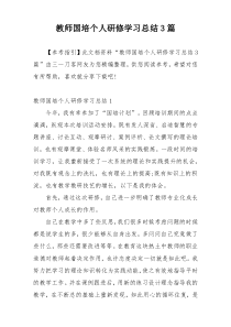 教师国培个人研修学习总结3篇