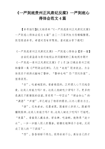 《一严到底贵州正风肃纪反腐》一严到底心得体会范文4篇