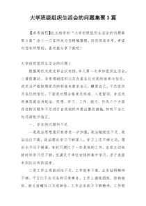 大学班级组织生活会的问题集聚3篇