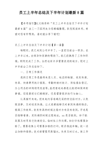 员工上半年总结及下半年计划最新8篇