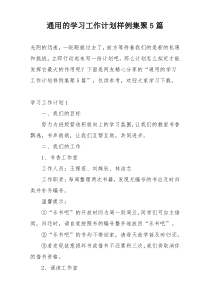 通用的学习工作计划样例集聚5篇