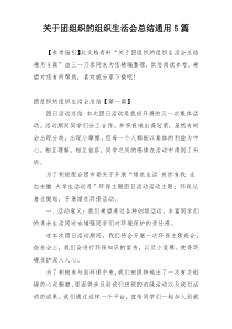 关于团组织的组织生活会总结通用5篇