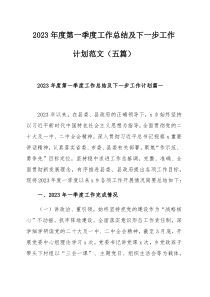 2023年度第一季度工作总结及下一步工作计划范文（五篇）