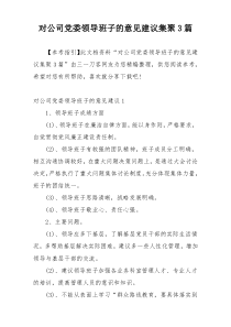 对公司党委领导班子的意见建议集聚3篇