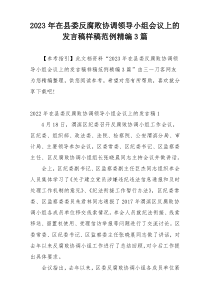 2023年在县委反腐败协调领导小组会议上的发言稿样稿范例精编3篇