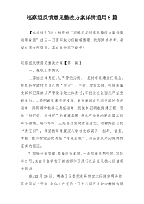 巡察组反馈意见整改方案详情通用8篇