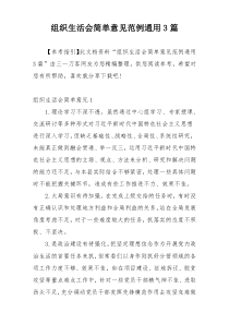 组织生活会简单意见范例通用3篇