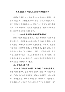 某市局党组副书记民主生活会对照检查材料