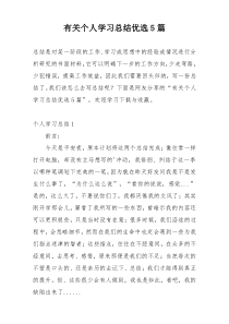 有关个人学习总结优选5篇