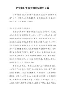 党史组织生活会的总结材料3篇