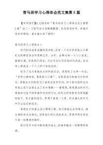 青马班学习心得体会范文集聚5篇