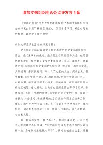 参加支部组织生活会点评发言5篇