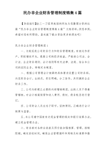 民办非企业财务管理制度锦集4篇