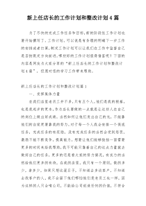 新上任店长的工作计划和整改计划4篇