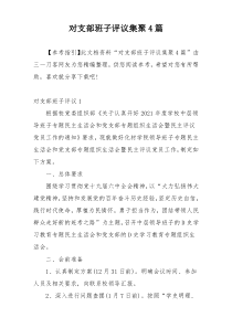 对支部班子评议集聚4篇