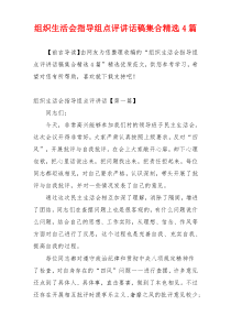 组织生活会指导组点评讲话稿集合精选4篇