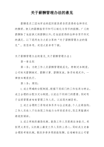 关于薪酬管理办法的意见