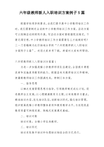 六年级教师新人入职培训方案例子5篇