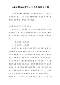 大学教师本年度个人工作总结范文3篇