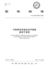 TCACM 1290-2019 中医骨伤科临床诊疗指南 肱骨干骨折 