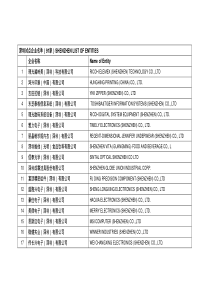 深圳试点企业名单（91家）SHENZHENLISTOF