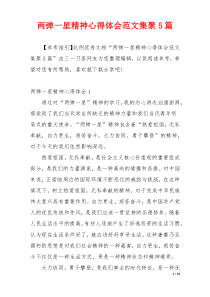 两弹一星精神心得体会范文集聚5篇