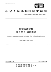 GBT 40926.1-2021 冰球运动护具 第1部分：通用要求 