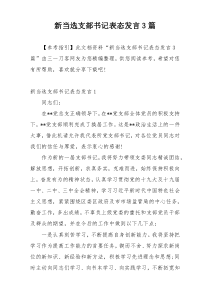 新当选支部书记表态发言3篇