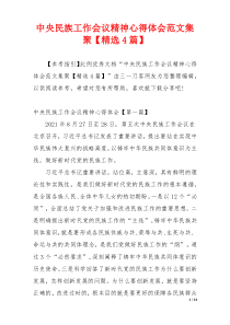 中央民族工作会议精神心得体会范文集聚【精选4篇】