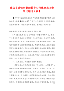 违规宴请饮酒警示教育心得体会范文集聚【精选4篇】