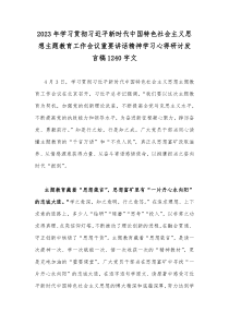 2023年学习贯彻习近平新时代中国特色社会主义思想主题教育工作会议重要讲话精神学习心得研讨发言稿