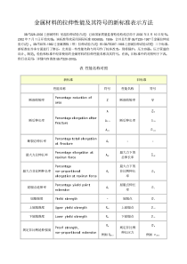 金属材料的拉伸性能及其符号的新标准表示方法