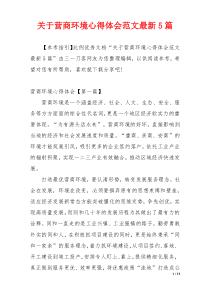 关于营商环境心得体会范文最新5篇