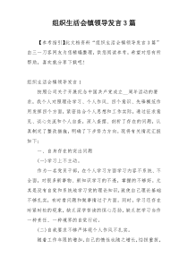 组织生活会镇领导发言3篇